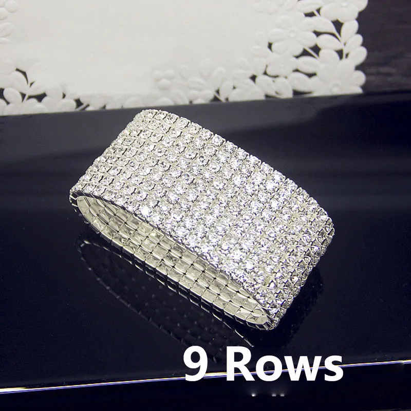 Luxury Full White AAA CZ Zircon Crystal Elastic Bracelet Bling Iced Out Rhinestone Women's Bracelet for Women Wedding Jewelry