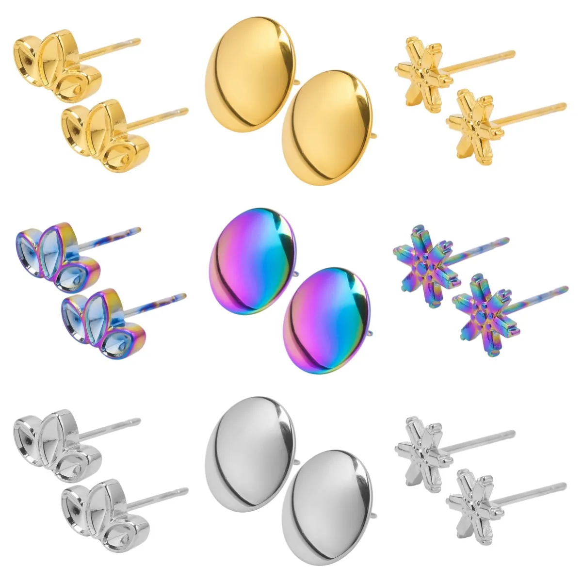 

6Pairs Multiple Style Stainless Steel Earrings for Women Geometry Leaves/Circles/Flowers Hollow Earring Jewelry Fashion DIY Gift