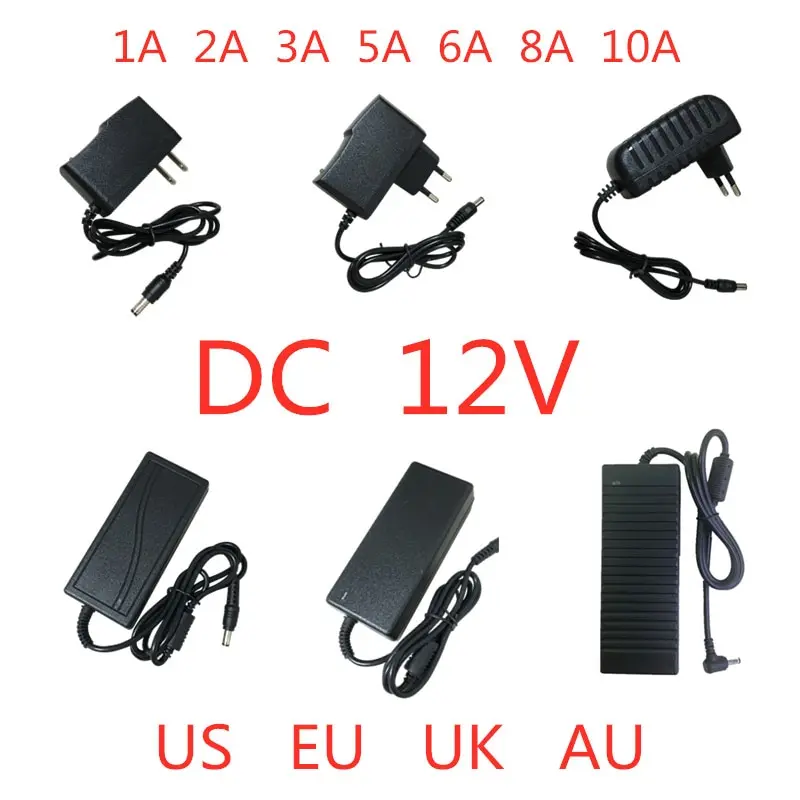 Universal AC DC 12V 1A 2A 3A 100-240V LED Stirp Charger Power Supply Adapter