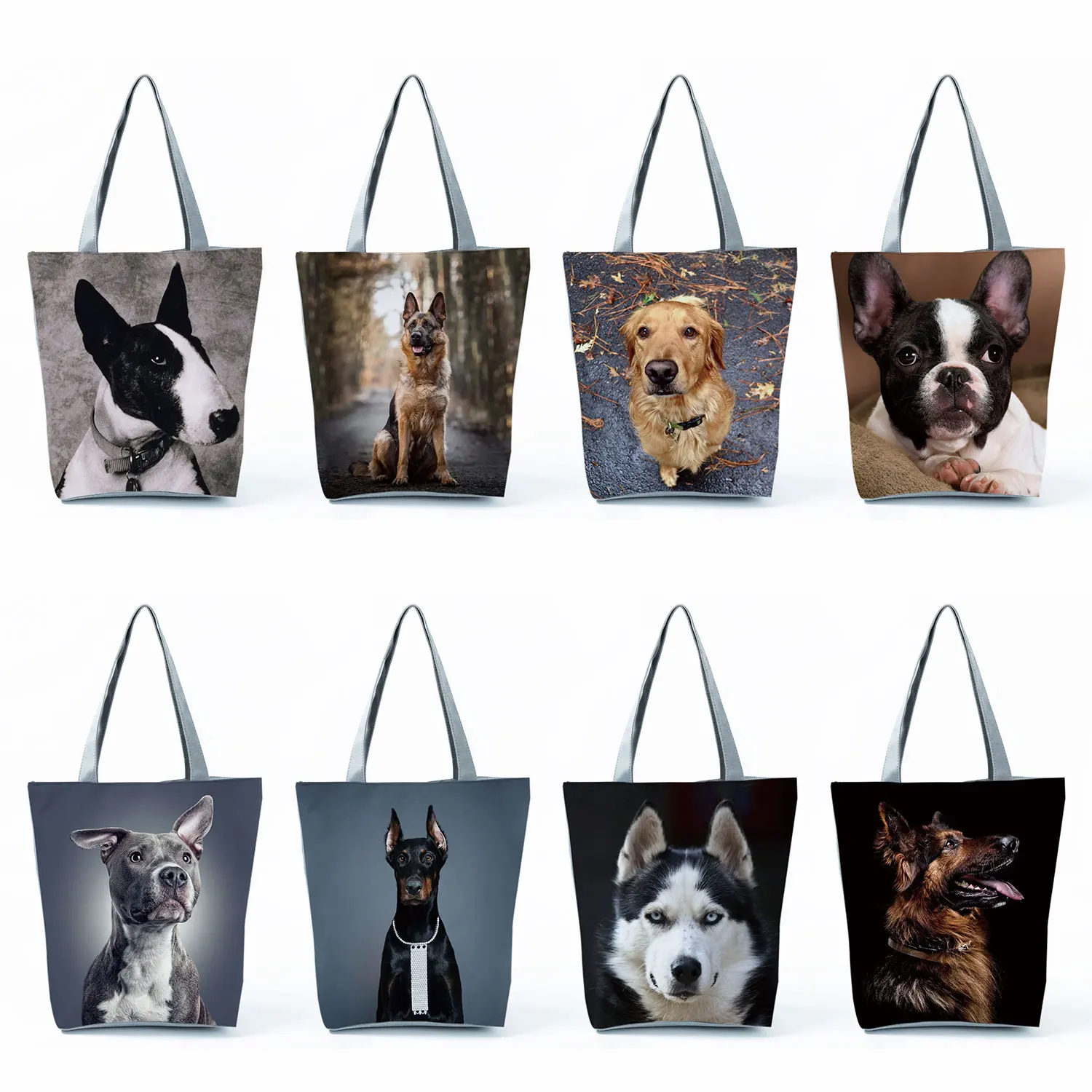 

Large Capacity Shopping Bag Female Dog Print Handbags For Women Travel Beach Shoulder Bags Animal Fashion Tote bags Customizable