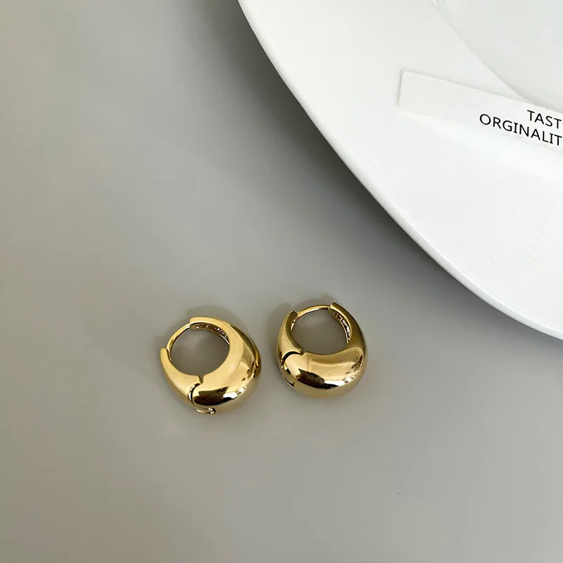 Stainless Steel Smooth Metal Chunky Hoop Earrings For Women Girls Fashion Round Circle Hoops Statement Earrings Punk Jewelry 4