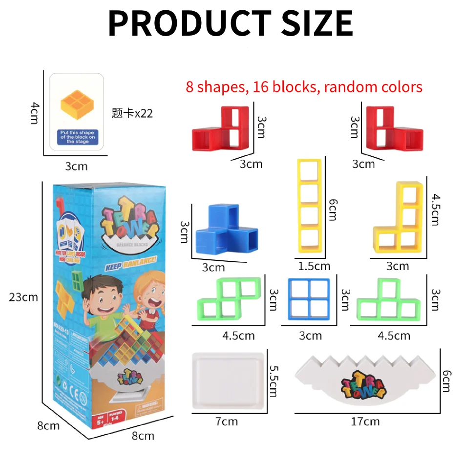 Building Blocks Toys 16/48Pcs 3D Tetra Tower Game Stacking Stack Building Blocks Balance Puzzle Board Assembly Brick Educational Toys Kids