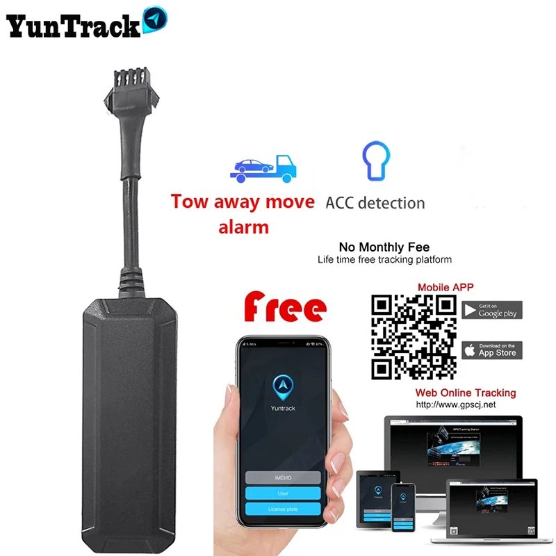 GPS Tracker Mini Waterproof GSM Car motorcycle Tow away move alarm vehicle ACC monitor cut off oil real time tracking software