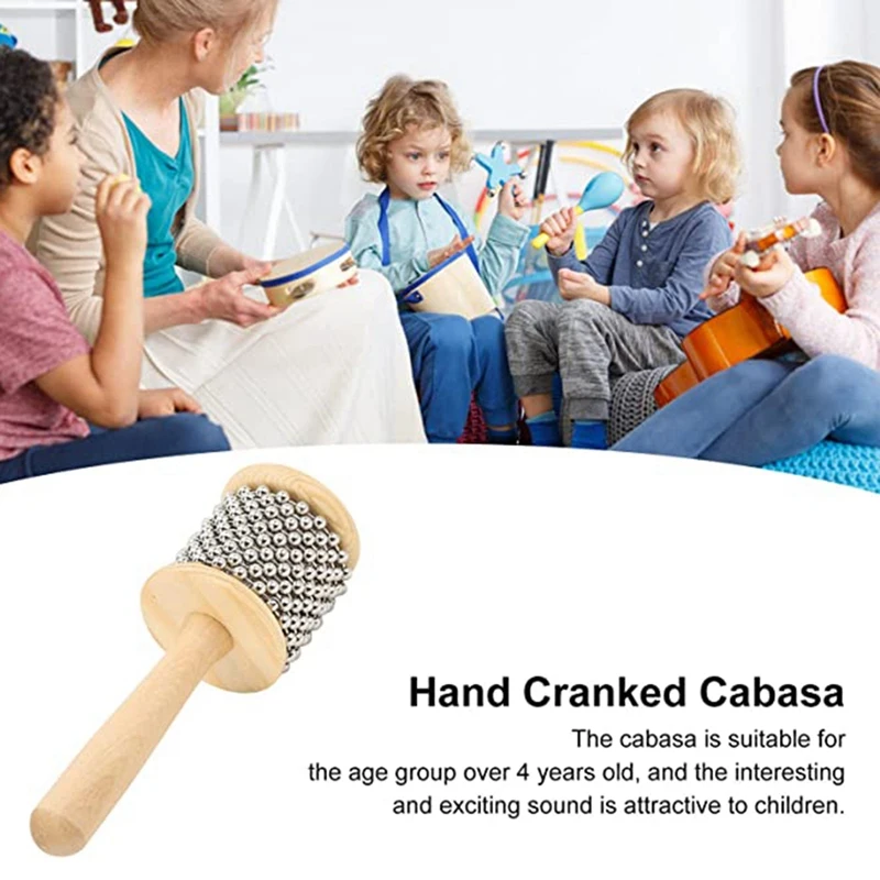 B93B-Wooden Kabasa, Steel Ball Hand Crank Toy, Portable Children's Teaching Instruments For Home And Kindergarten