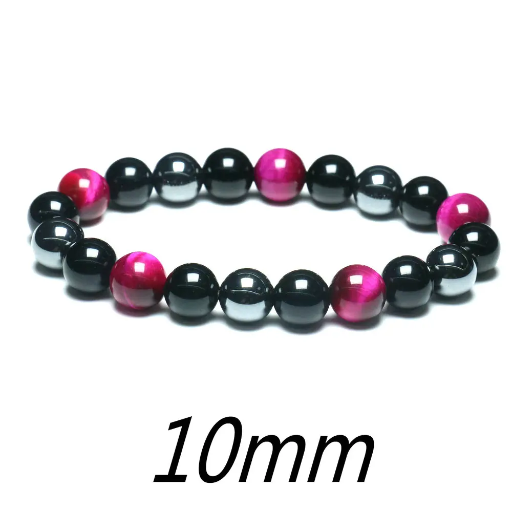Bracciale Uomo E Donna Con Pietre Naturali – Tripla Protezione In Ossidiana Nera E Occhio Di Tigre, Regolabile, Regalo Benessere