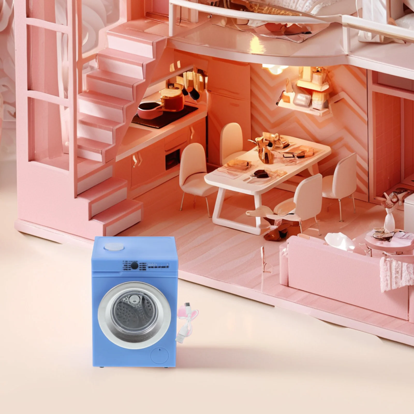 Portable Washer Washing Machine Model Toy Tiny Dollhouse White Mini Appliance Office