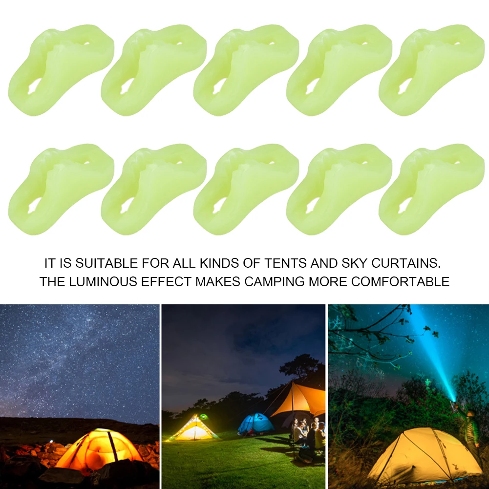Camping Rope Buckle 10-100pcs Plastic Outdoor Camping Fluorescent Luminous Awning Tent Rope Buckle Canopy Anti-slip Triangle Tightening Hook Buckles camping tent accessories camping tent fasteners camping cord buckles camping rope buckle