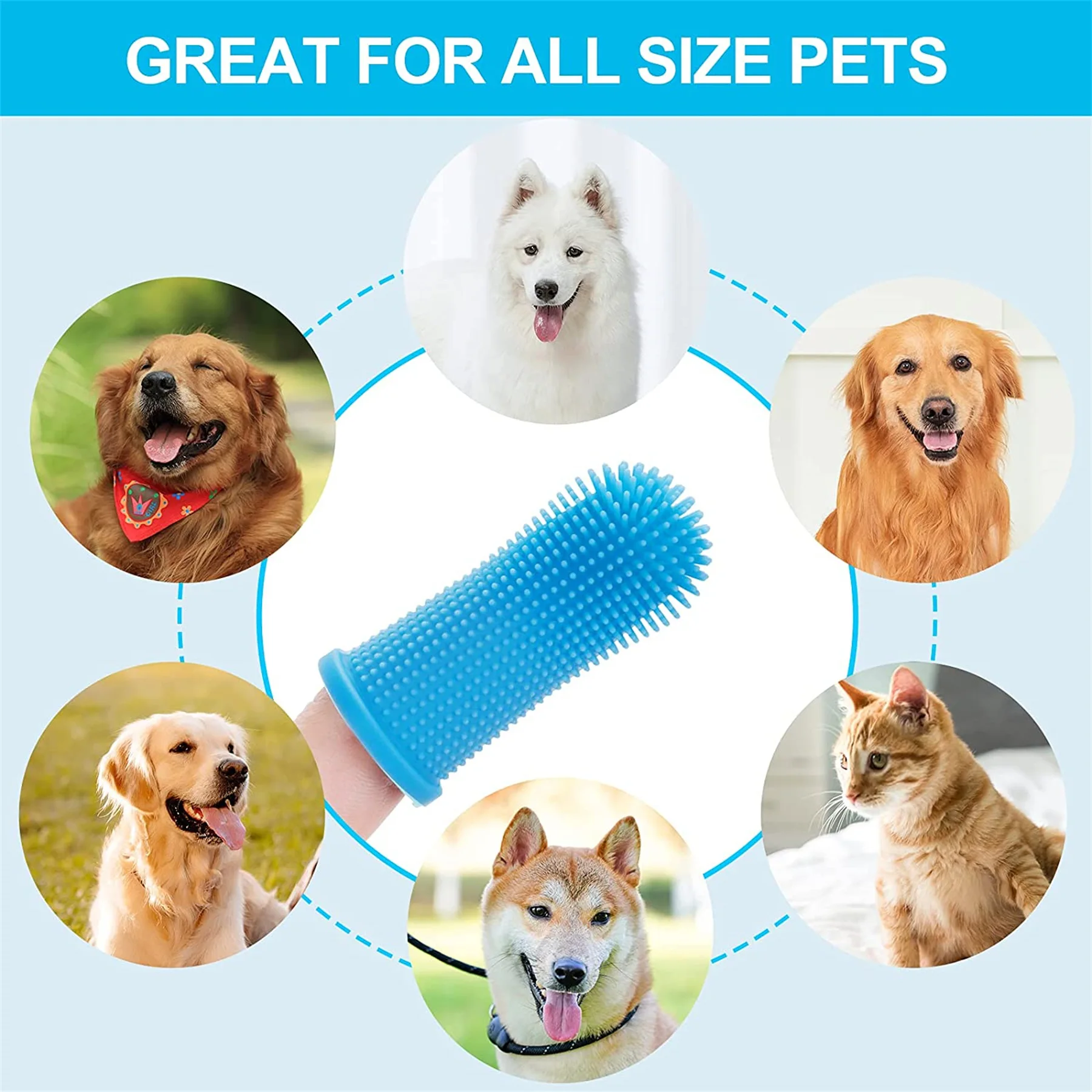 Dog Super Soft Pet Finger Toothbrush Teeth Cleaning Bad Breath Care Nontoxic Silicone Tooth Brush Tool 1PC Dog Cat Supplies pet cleaning tools pet dental tool