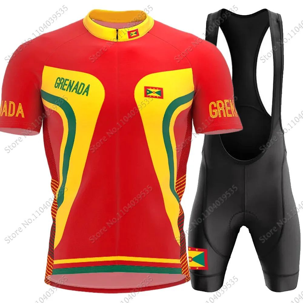 Grenada National Cycling Jersey Set Clothing Men Road Bike Shirts Suit Bicycle Bib Shorts MTB Ropa Maillot