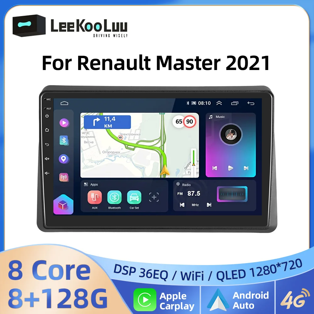 

LeeKooLuu Wireless CarPlay Android Auto Radio For Renault Master 2021 Car Multimedia Player 2 Din Autoradio 4G Wifi GPS Stereo