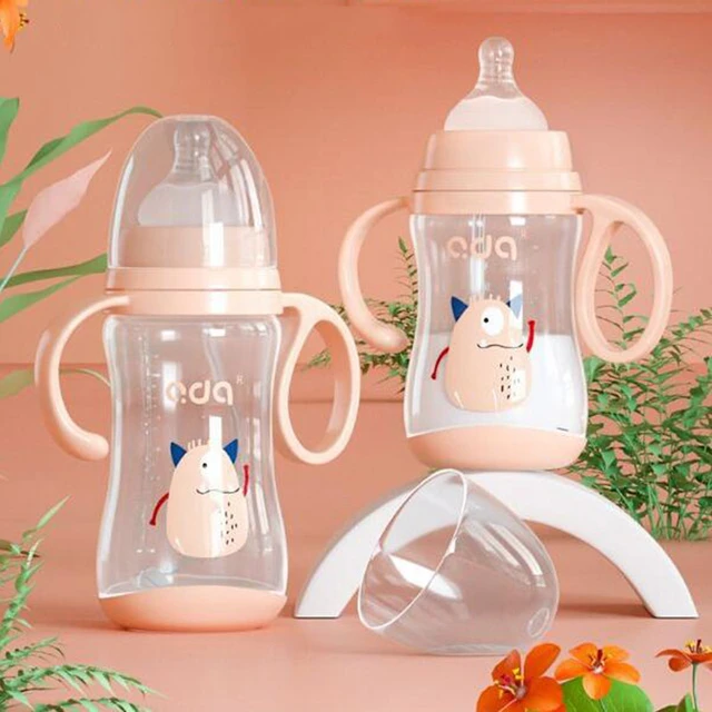 Dual Use Baby Feeder Wide Neck PP Milk Water Straw Feeding Bottle