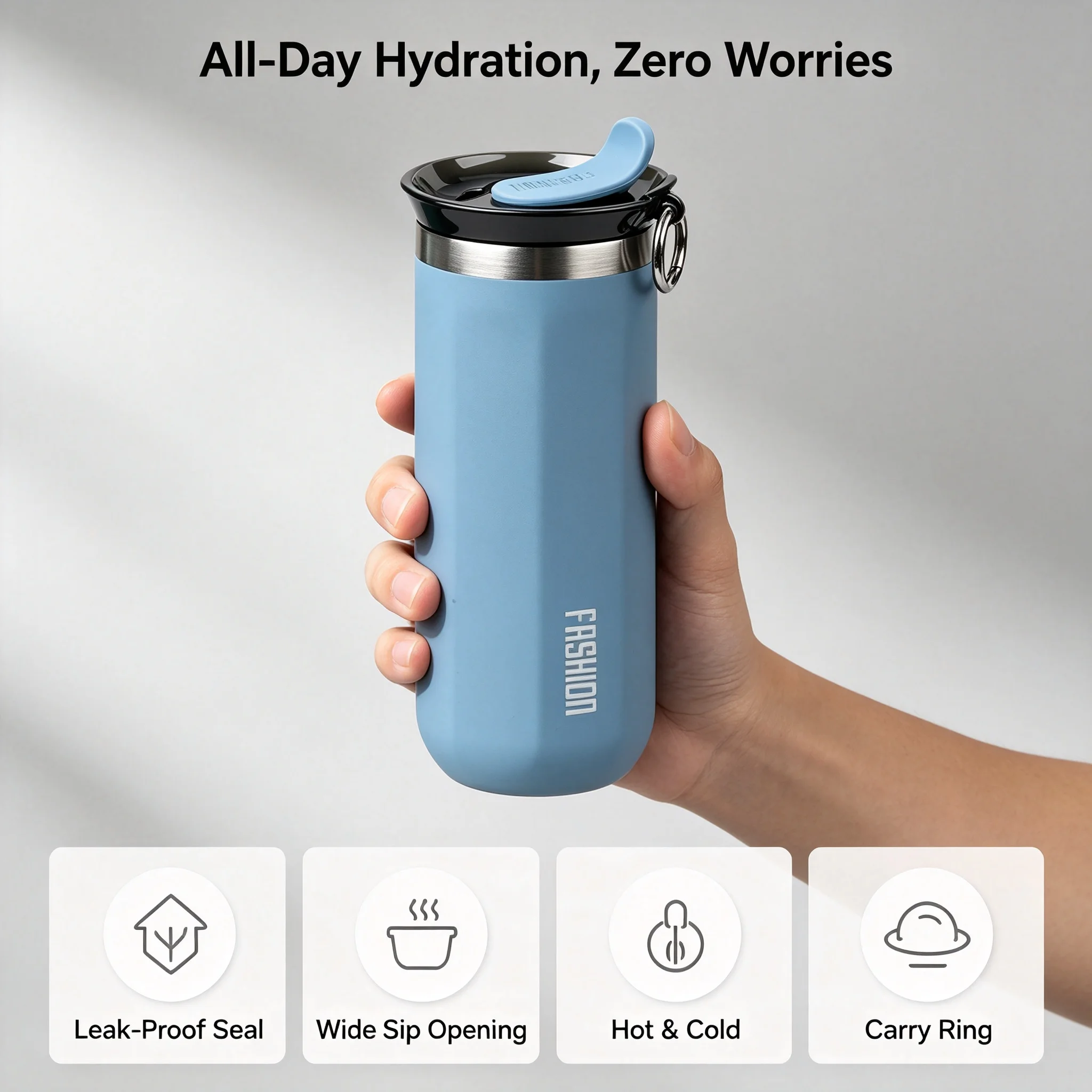 Stainless Steel Insulated Thermal Travel Mug - Leakproof Drinkware Tumbler
