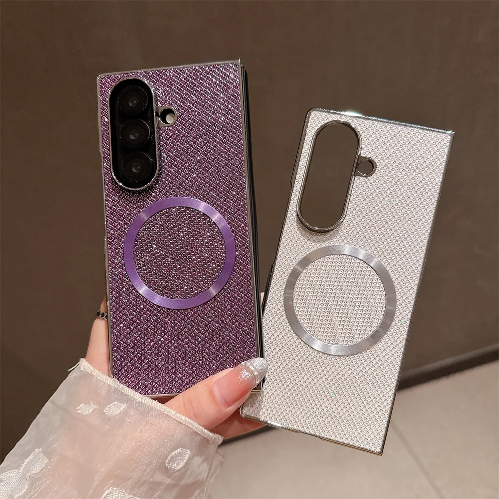 Luxury Magnetic Mini Diamond Glitter Phone Case with Magsafe-Compatible Wireless Charging Plating Cover