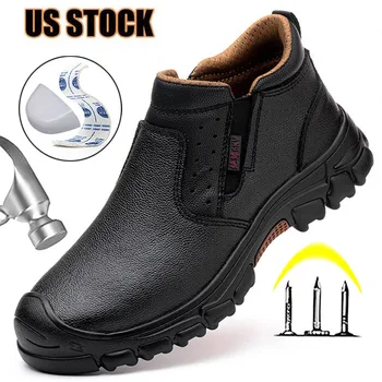 Mens Work Boots Composite Toe Safety Footwear Metatarsal Guard Puncture-Proof Construction Work Shoes Anti-Slip Rubber Outsole 2