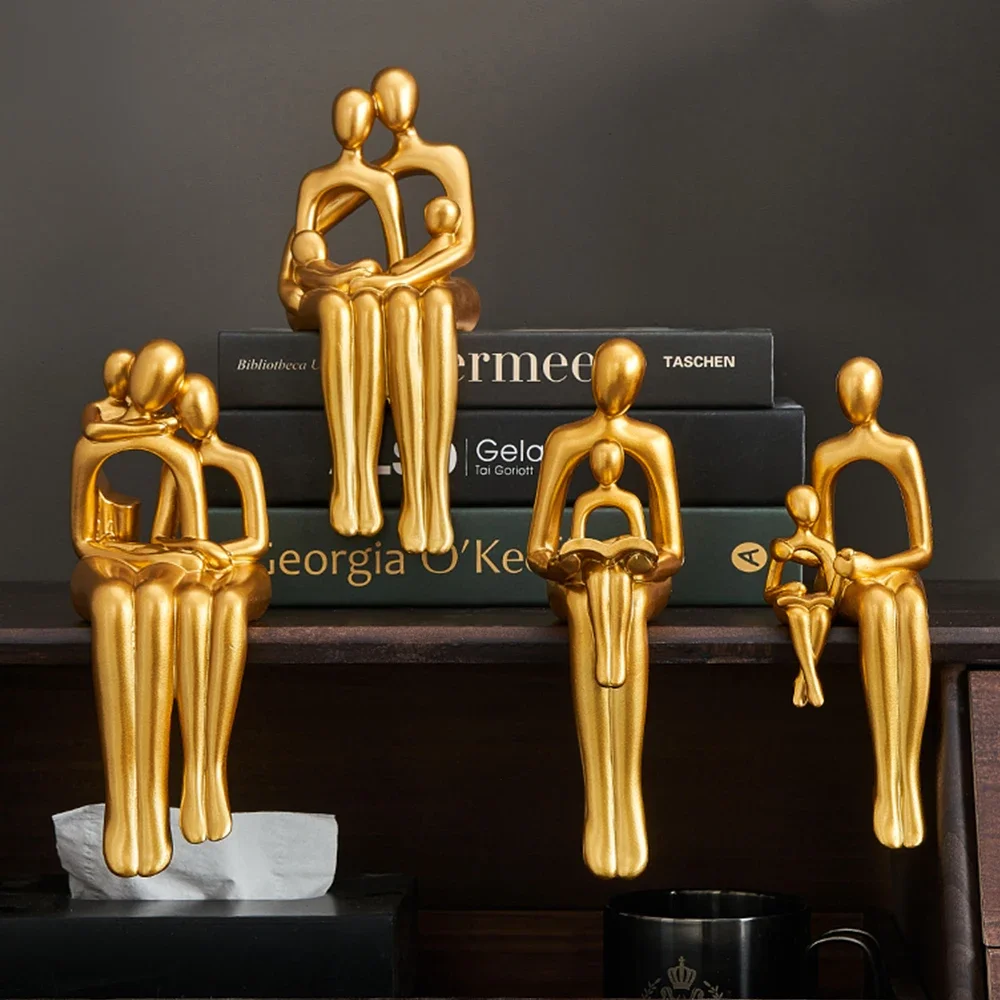 Luxury House Decorations Family Sculpture Room Decor Wedding Gifts Art Statue Figurines Living Room Bedroom Home Interior office