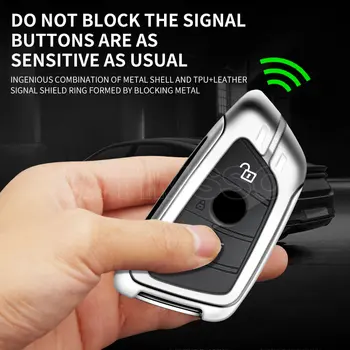 Metallo Chiave Dell'automobile di Cuoio Della Copertura Della Cassa Borsette Fob Per BMW 1 3 5 7 X1 X3 X5 X6 X7 Serie G20 G30 G01 G02 G05 F15 F16 G07 G32 Accessori - Metallo Chiave Dell automobile di Cuoio Della Copertura Della Cassa Borsette Fob Per BMW 1