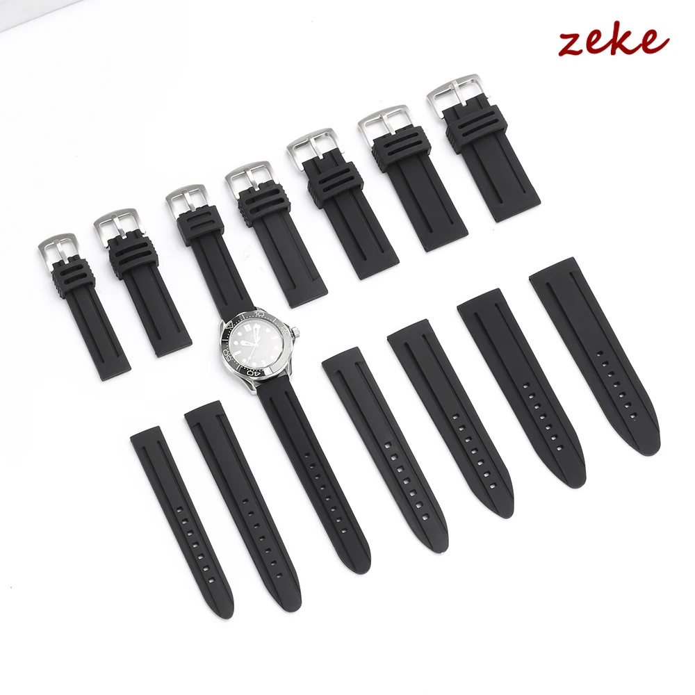 Men's Sport Waterproof Silicone Rubber Watch Strap – Soft Diving Wristband