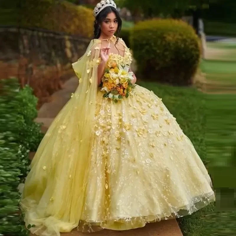 

Зеленое платье Quinceanera с открытыми плечами, милое платье принцессы 16 дюймов, кружевное платье с аппликацией и круглым вырезом, индивидуальный пошив