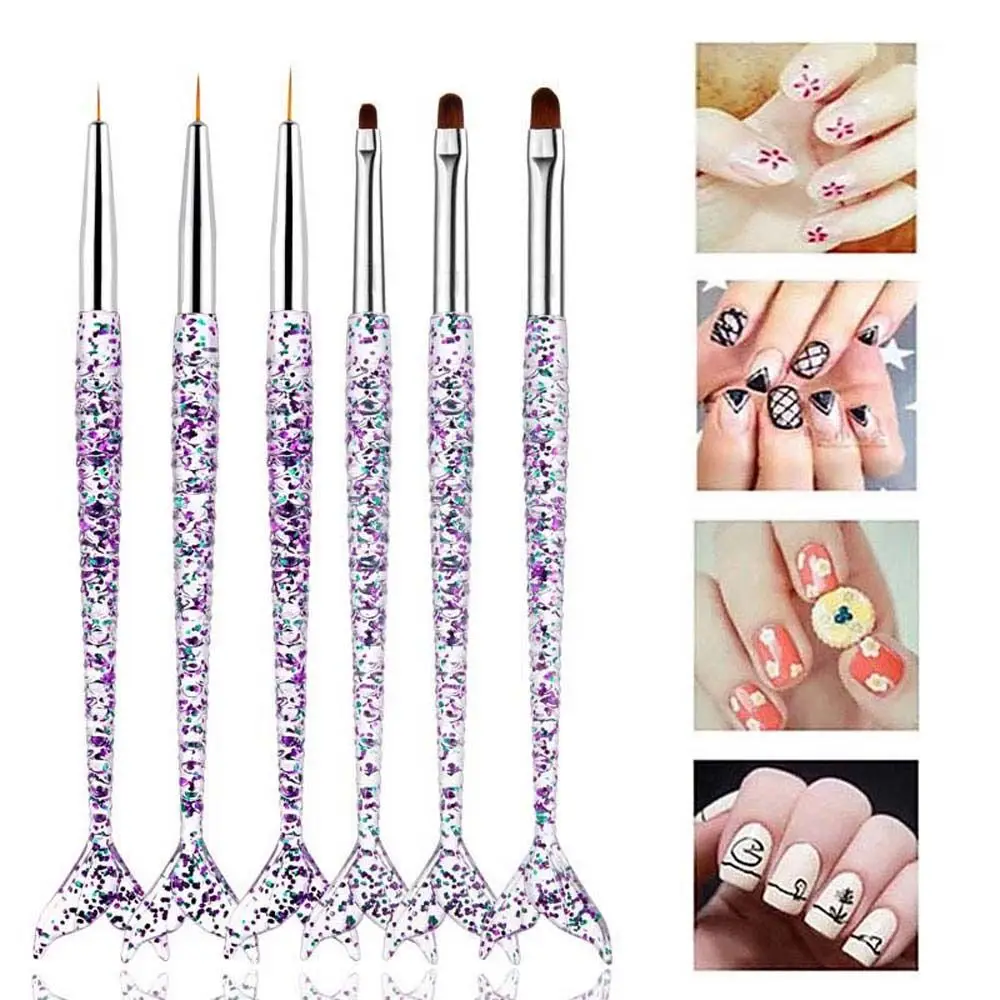 

3Pcs/set Mermaid Handle Nail Art Liner Painting UV GEL Extension Brush DIY Pattern Design Drawing Line Pen Manicure Tool