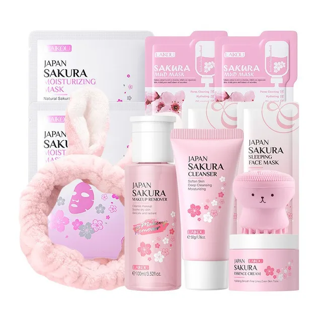 Sakura Skin Care Kit Hydrating Moisturizing Skin Care with Cleansing Pore Treatment and Sunscreen  Cosmetic  Skincare Korean 1