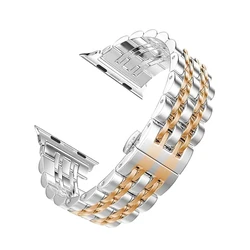 Elegant Stainless Steel Watch Band Replacement Strap - 42 44 45 46 49MM (Silver rose gold)