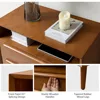 Nightstand with Charging Station, Set of 2 Mid-Century 2 Drawer and Open Shelf Dresser for Bedroom, Fluted Bedside Table 5