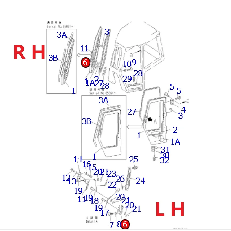 CAB DOOR LOCK KOMATSU BULLDOZERS, GRADERS,D135A, D155A,D20A,D20P,D21A,D275A,D31A,D375A,D37P,D60,D61,D65,D85,D68,GD305,GD355