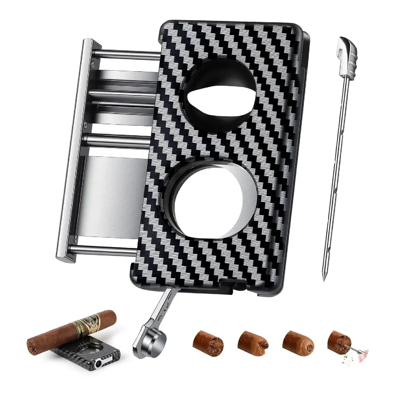 5 in 1 Cigar Cutter Set, Built-in Cigar V Cutter, Cigar Flat Cutter, Cigar Punch, Cigar Draw Enhancer and Cigar Holder 1