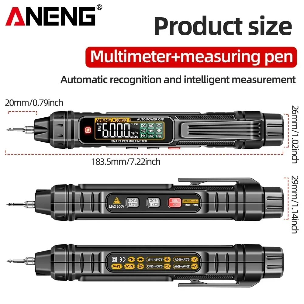 ANENG 6000 īƮ  Ÿ  Ƽ, True RMS AC DC  ׽, NCV Hz Ohm   , A3005D