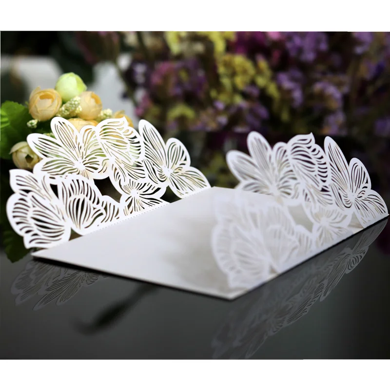 10/20pcs Flowers Wedding Invitations Card White Paper Birthday Gift Greeting Card Cover Wedding Engagement Party Decor Supplies