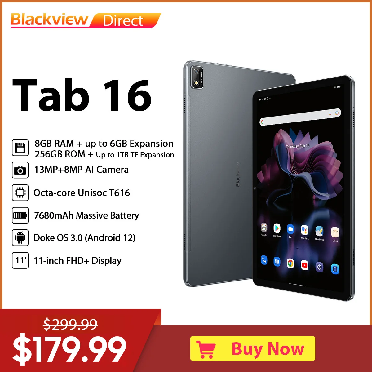 Blackview Tab 16 256GB, Wi-Fi/3G, (Unlocked) 11 inch Tablet - Mint Green  (TAB16-GN/BV) for sale online