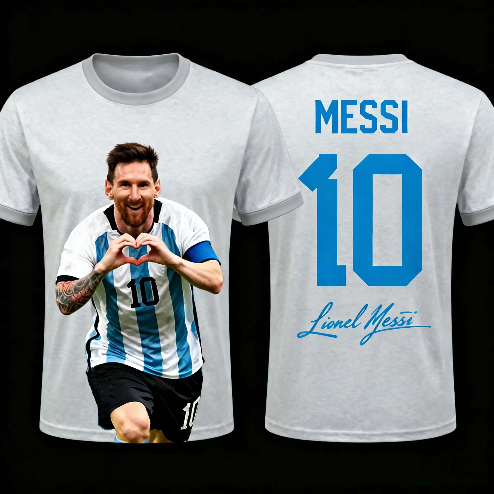 AI Messi Mode-Fußballtrikot für Herren, Damen und Kinder, Sommerliches T-Shirt für Alltag und Outdoor-Sport, Atmungsaktiv, Lässig, Kurzarm – Detail 5
