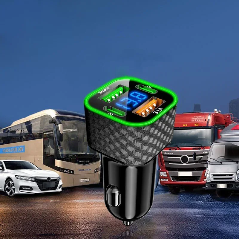 380 W/250 W SCHNELLES Autotelefon-Ladegerät Dual PD 4-in-1-Schnittstellenadapter mit QC3.1-Spannungsanzeige Verschiedene Stile für alle Autos – Detail 5