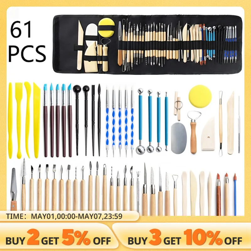 조각 스무딩 왁스 조각 세라믹 폴리머 셰이퍼 모델링, 도자기 클레이 도구, 조각 세라믹 DIY 도구, 61 개 