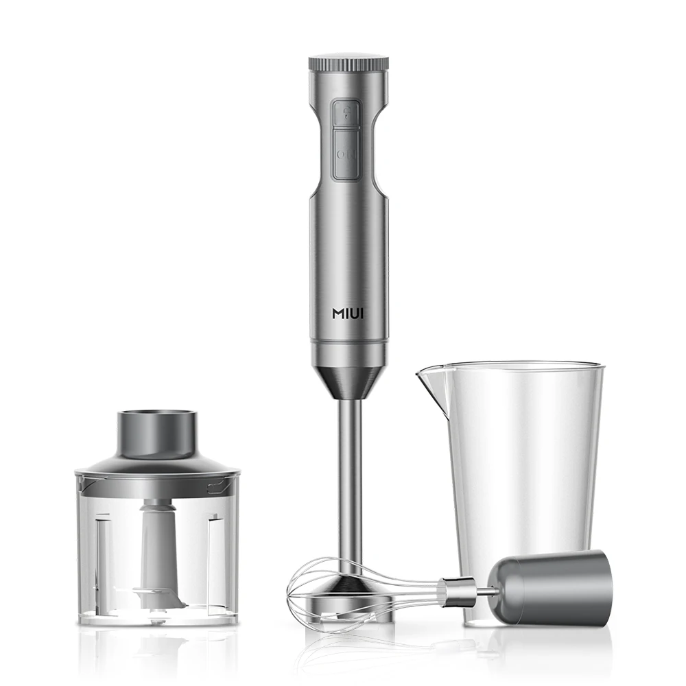MIUI Hand Immersion Blender 1000W Powerful 4-in-1,Stainless Steel Stick Food Mixer,700ml Mixing Beaker,500ml Processor,Whisk 1