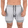New Fitness Leisure Summer Basketball Men's Basketball Running Elastic Double-layer Fake Two Shorts 1