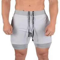 New Fitness Leisure Summer Basketball Men's Basketball Running Elastic Double-layer Fake Two Shorts 1