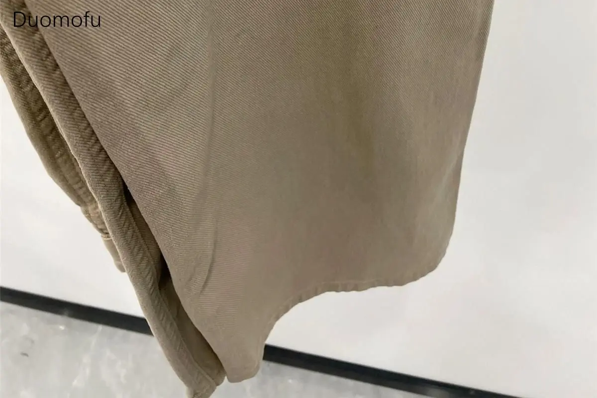 Duomofu Khaki New High Waist Slim Simple Women Jeans Autumn Casual Classic Full Length Fashion Pure Color Straight Female Jeans 3