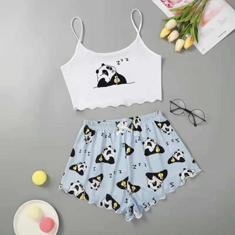 Women's Pajamas Cute Butterfly Print Short Set Pajamas Women's Pajama Set Sweet Short Sleeve V Neck and Pants Summer Pajamas sleep wear