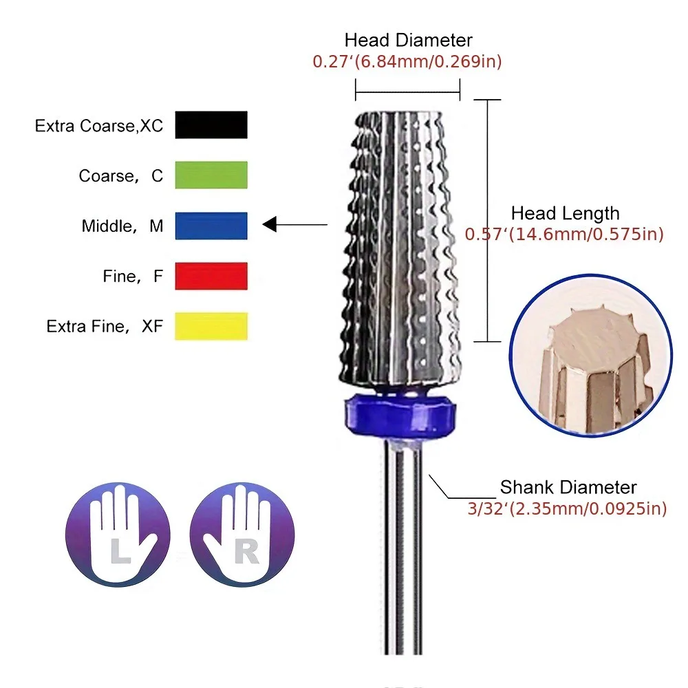 1개/3개 전문가용 텅스텐 스틸 다이아몬드 네일 드릴 비트 큐티클 제거 비트, 전기 네일 드릴 호환