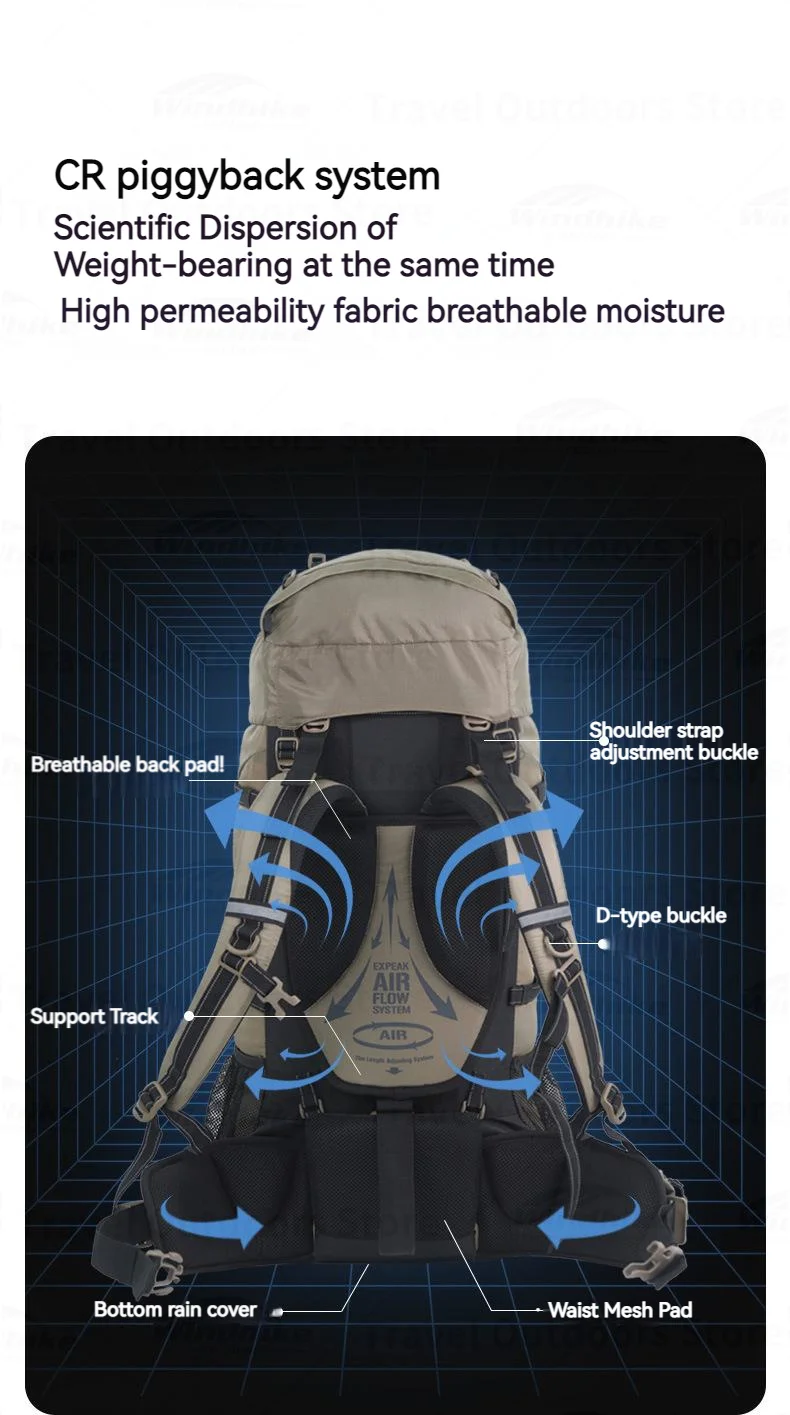 Outdoor Backpack 70+5L Large Capacity Trekking Bag Backpack 420D Nylon Camping Hiking Travel Backpack With Rain Cover 4 Sc61bdc651d1542ceab7c060d2c2dbe13i