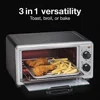 4 Slice Multi-Function Countertop Toaster Oven with Bake Toast Broiler 1100W Timer Auto-Shutoff Bake Pan Oven Rack Stainless 3