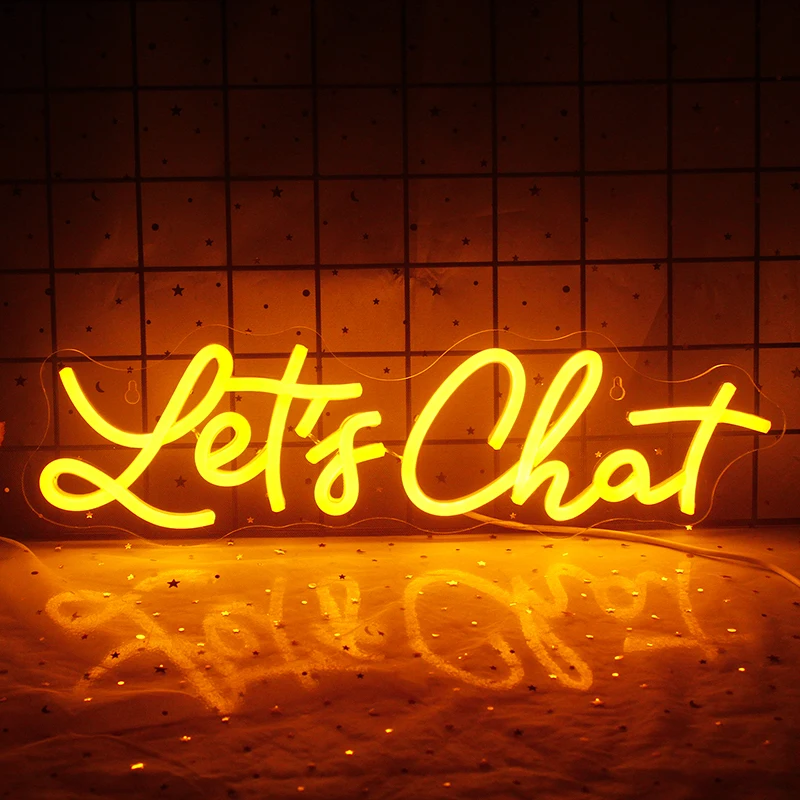 

Let's Chat Neon Signs Led Lights USB With Switch Coffee Shop Bedroom Art Home Party Bar Club Christmas Home Room Wall Decoration