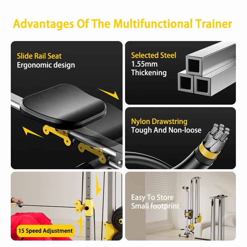 Máquina de puxar para baixo LAT para academia em casa com polias altas e baixas Máquina de remo fitness 100KG com barras LAT e baixas para treinamento muscular 2