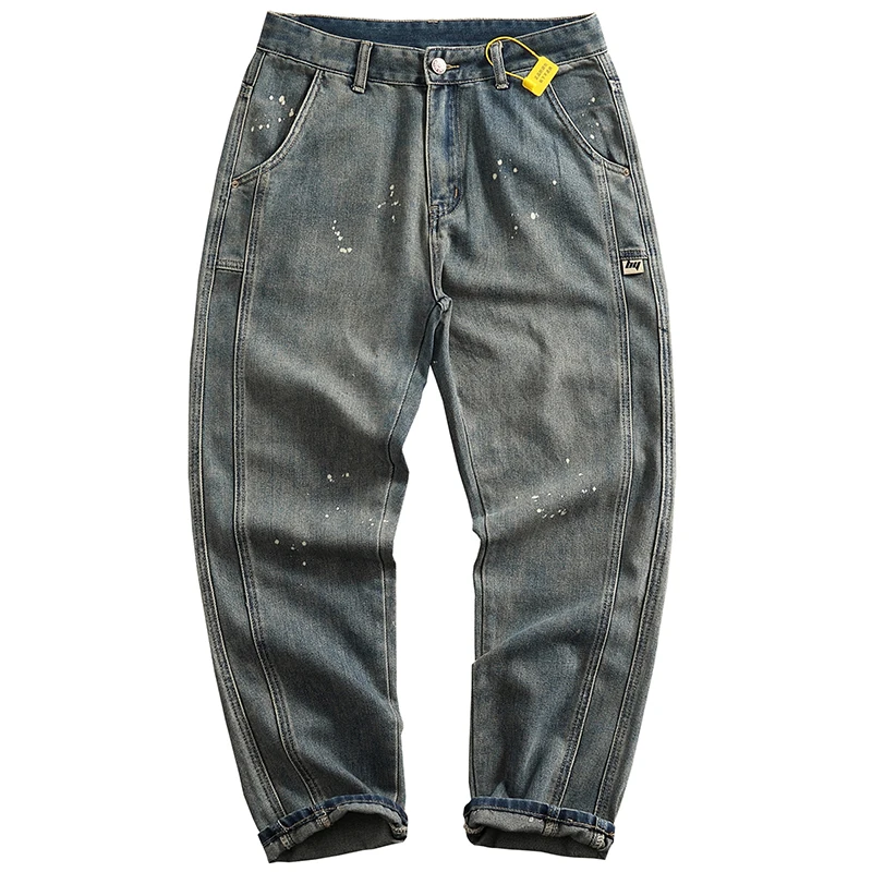 

Новые модные мужские модные свободные повседневные Прямые зауженные брюки с распылителем краски