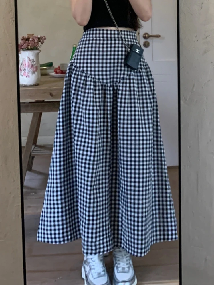 ★24-25FW新作★BINARY01★Kiyan Checkered Long Skirt Sfa056a4944064342a3b7e5d905ce8