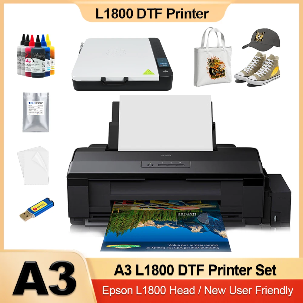 For Epson L1800 DTF Printer A3 Converted DTF Printer Directly to Film A3 DTF Printer Bundle for Clothes T-shirt Printing Machine