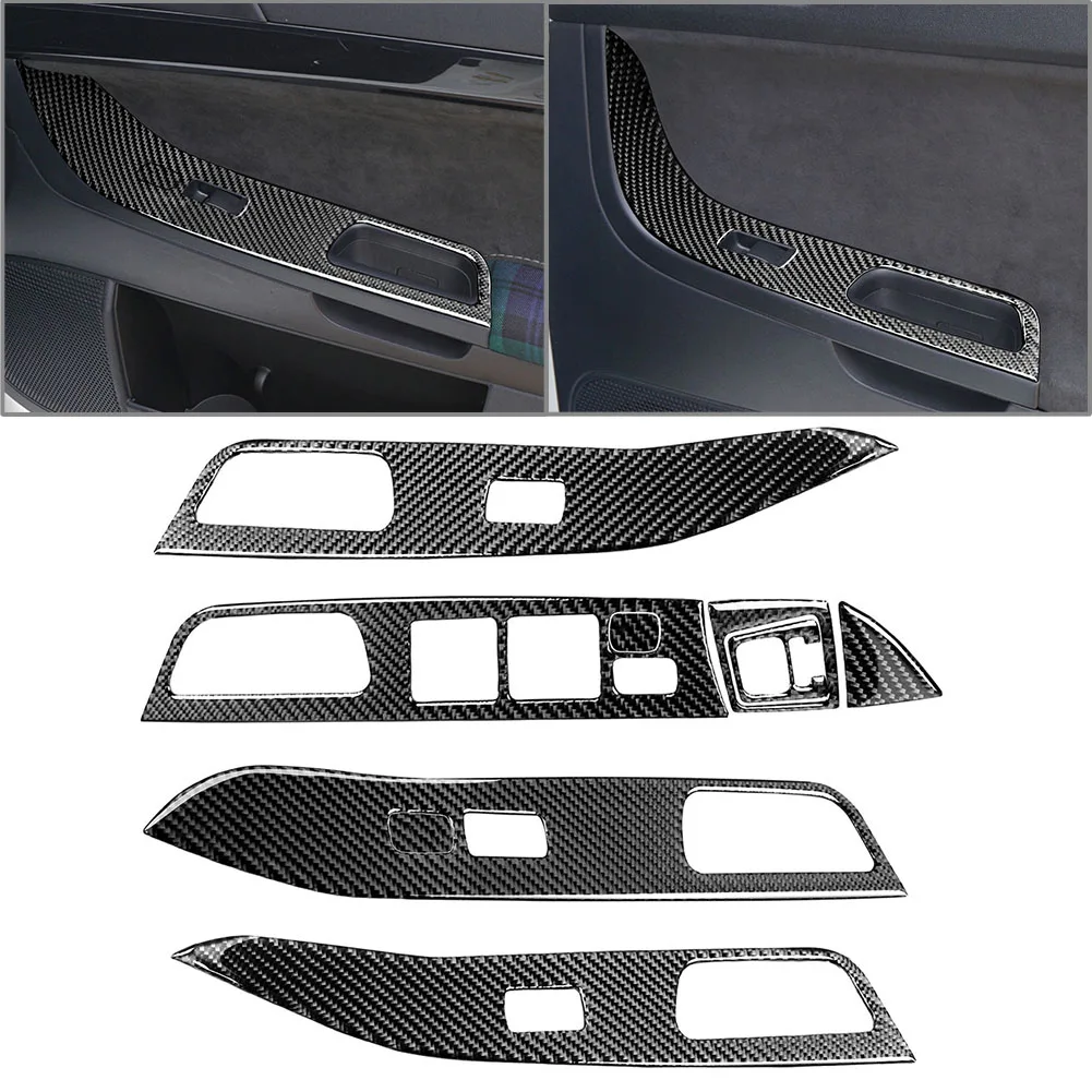 

9 Pcs Carbon Fiber Car Window Lift Switch Panel Cover For Mitsubishi Lancer EVO X MR 2008 2009 2010 2011 2012 2013 2014 2015 LHD