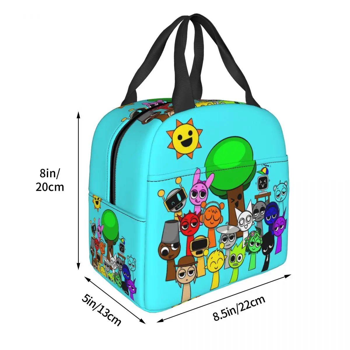Incredibox Sprunki Music Game Insulated Lunch Bags Thermal Bag Reusable Large Tote Lunch Box Bento Pouch College Outdoor