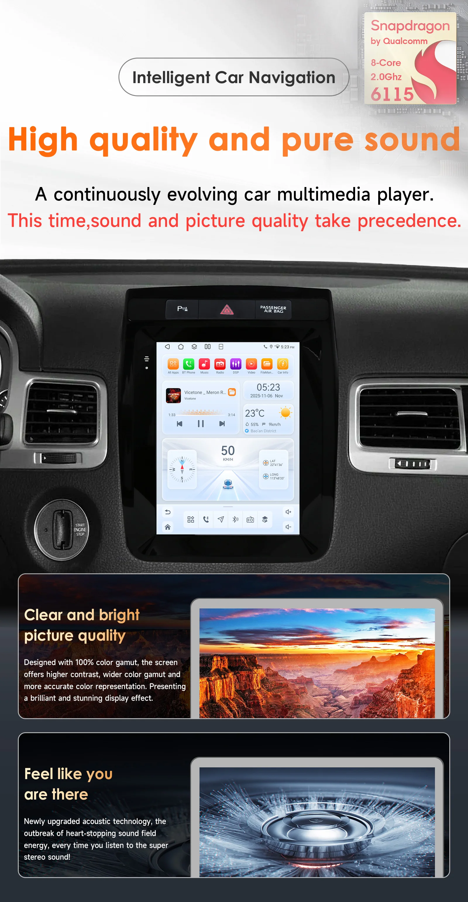 9,7-Zoll Hizpo 2Din Android Autoradio für VW Touareg 2011 - 2017 Snapdragon 6115 Headunit GPS DSP RDS 4G BT Auto CarPlay 360CAM – Detail 2
